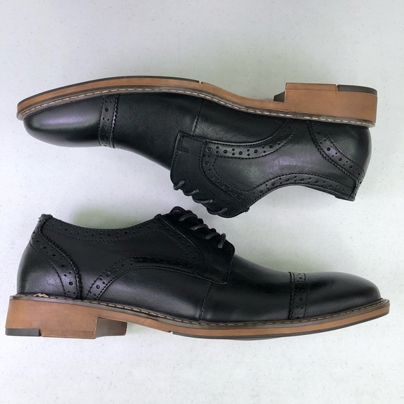 Vance Co Warren Black Oxford Dress Shoes - Picture 2 of 9